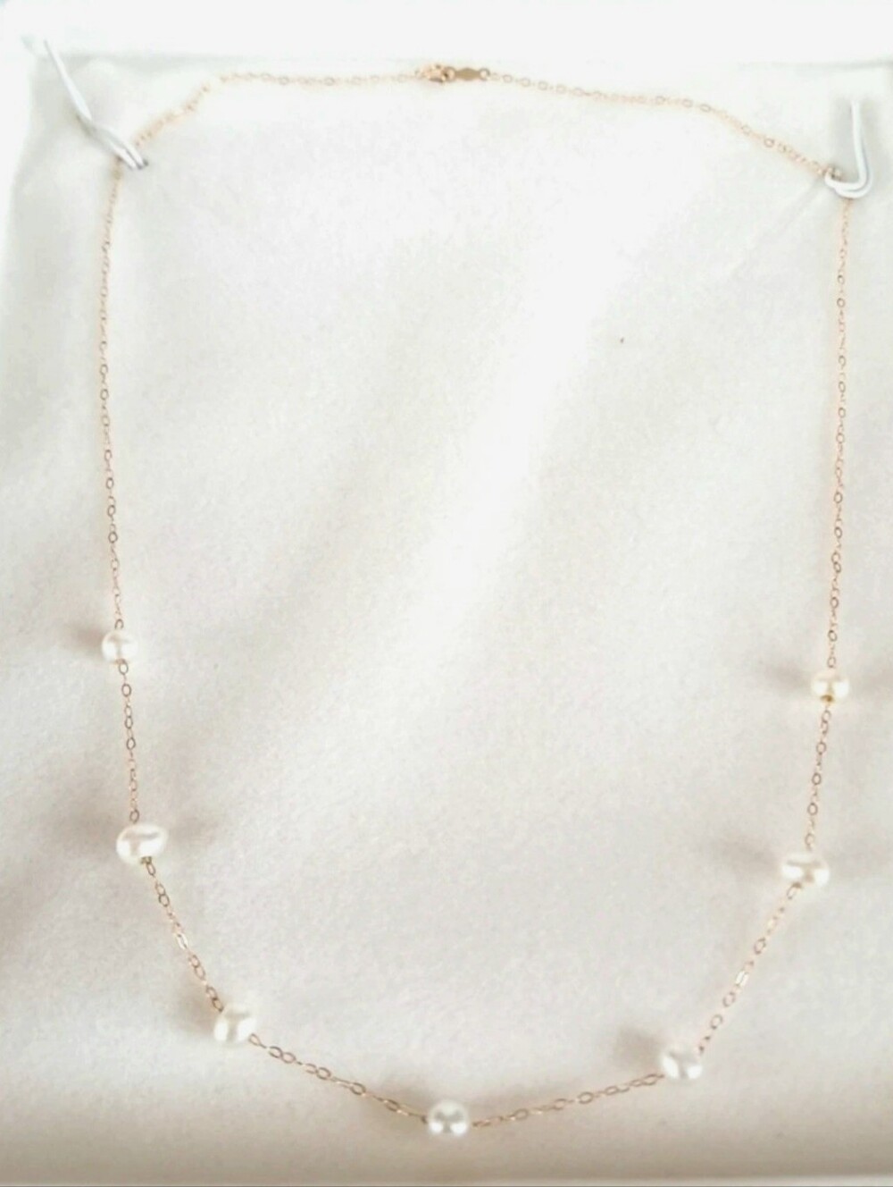 14 Karat Gold Freshwater Pearl Station Necklace 18"